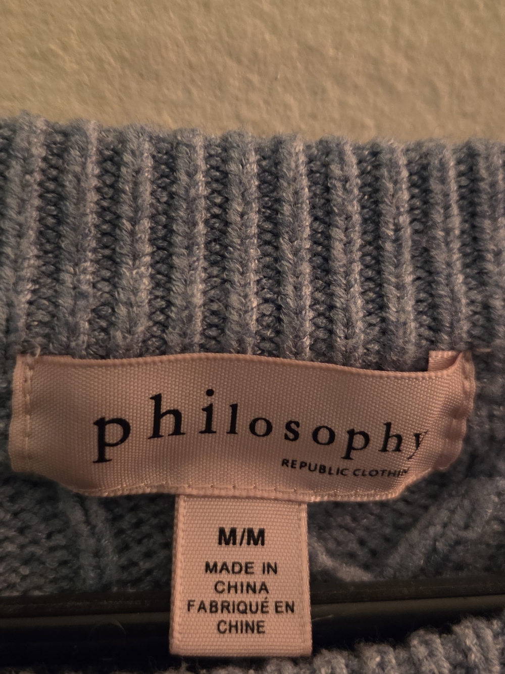 Philosophy Pale Blue Ribbed Crew Sweater - Picture 3 of 4